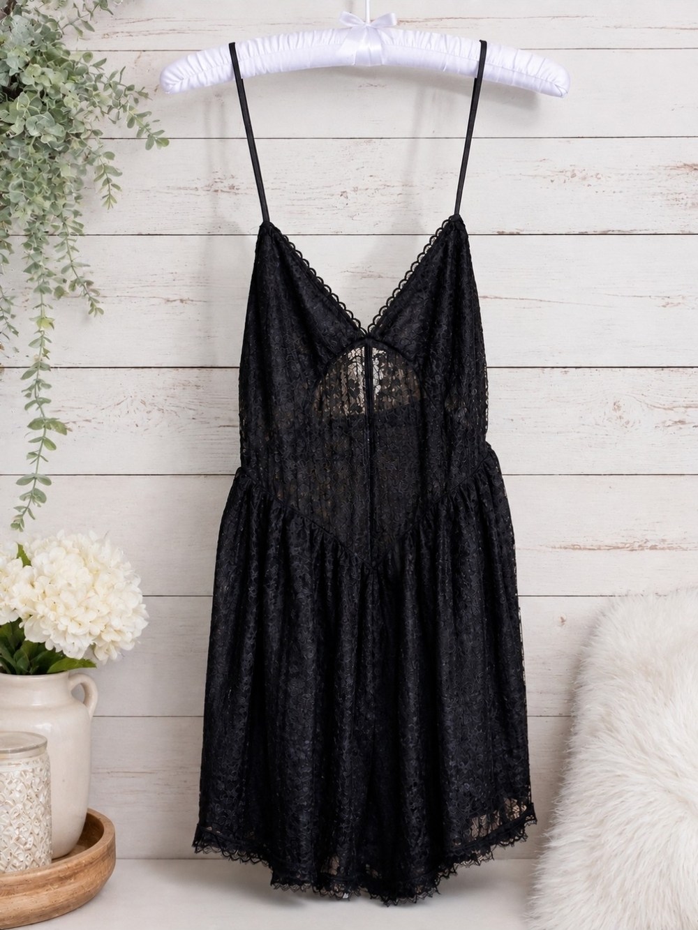 American Apparel Black Lace Romper